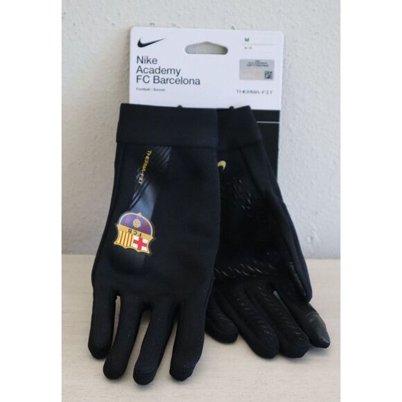 Nike DV3251-010 Unisex Sz M Black Academy FC Barcelona Therma-Fit Soccer Gloves - Picture 1 of 6